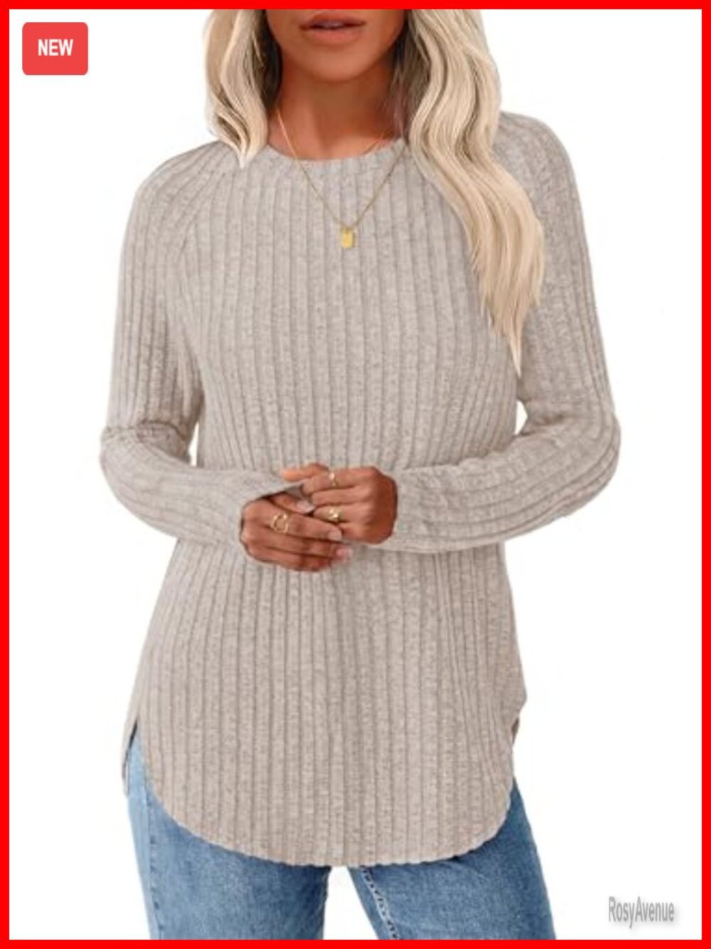Womens Long Sleeve Tunic Top Loose Fit Pullover Sweater Crew Neck Knit